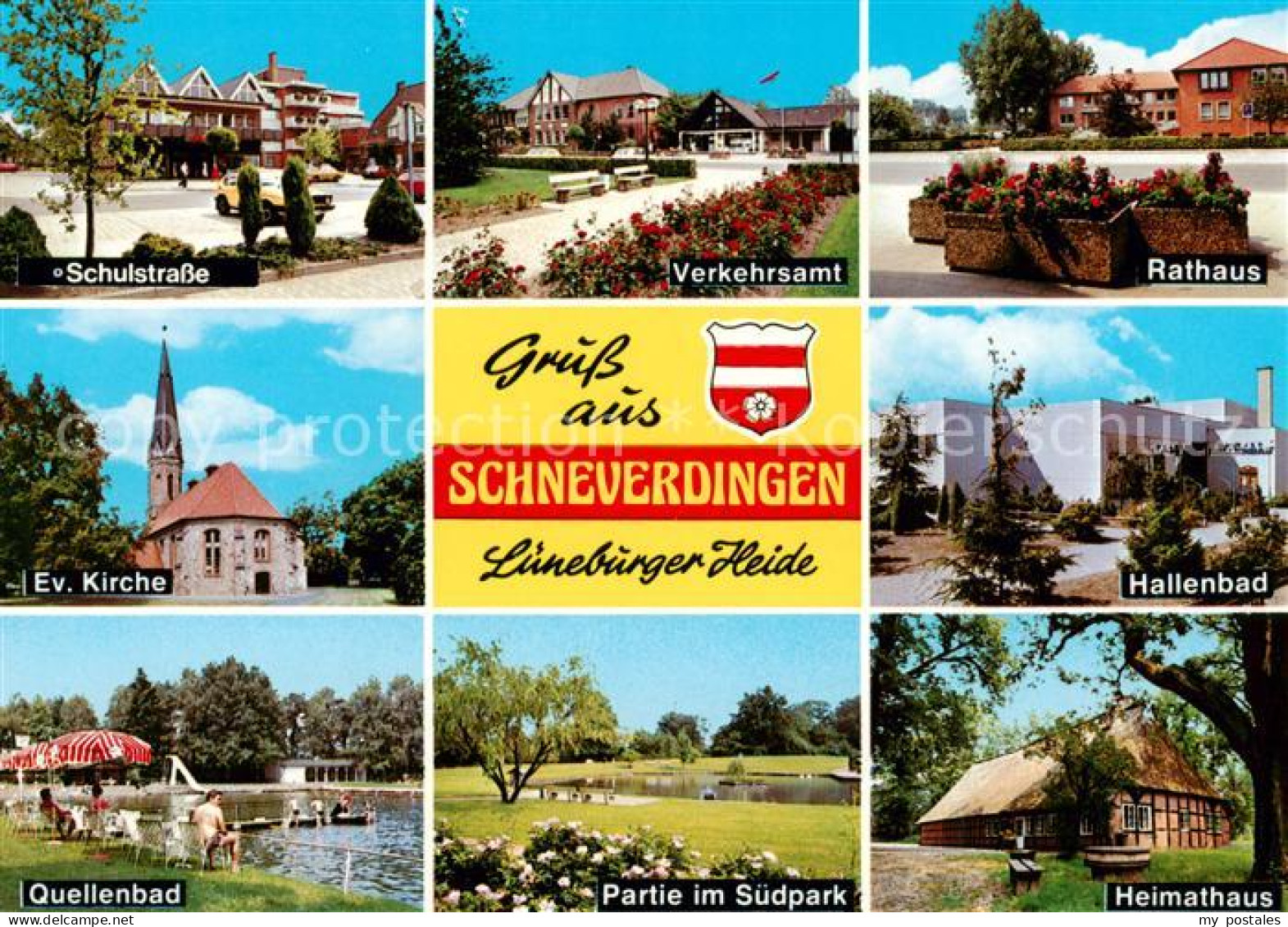 73839951 Schneverdingen Schulstrasse Verkehrsamt Rathaus Ev Kirche Hallenbad Que - Schneverdingen