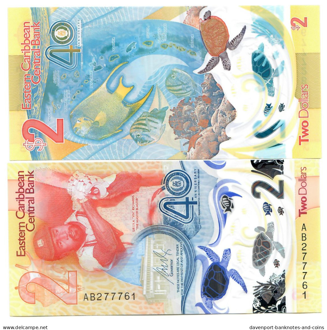 East Caribbean States 2 Dollars 2023 UNC Commemorative (scratches) - Caraïbes Orientales