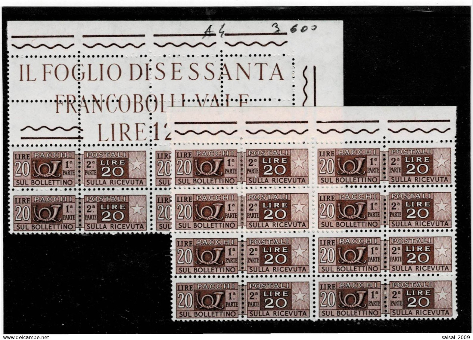 ITALIA REPUBBLICA ,Pacchi Postali ,20L. Bruno Lilla ,12 Pezzi MNH ,qualita Splendida - Postpaketten