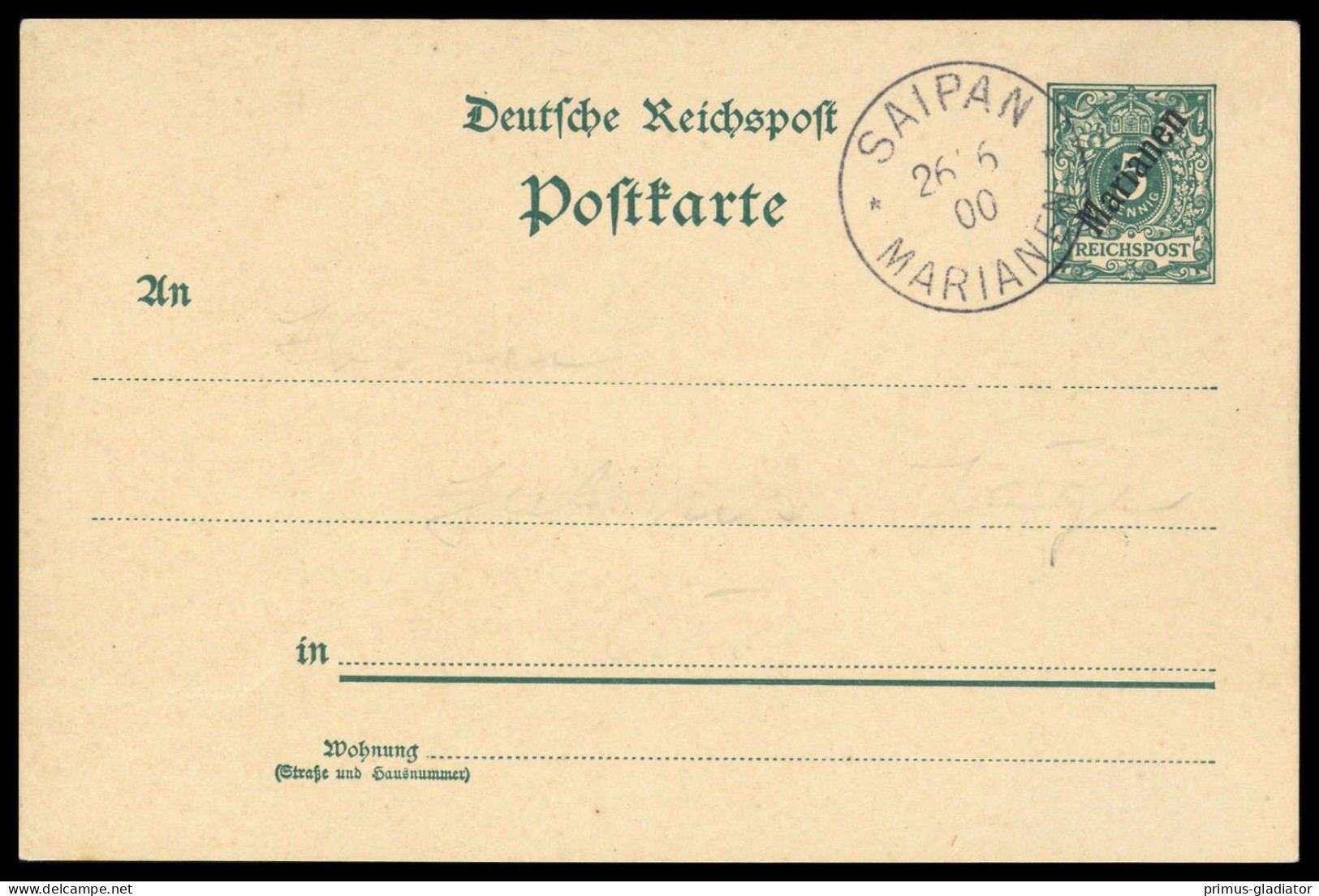 1900, Deutsche Kolonien Marianen, P 5, Brief - Mariana Islands