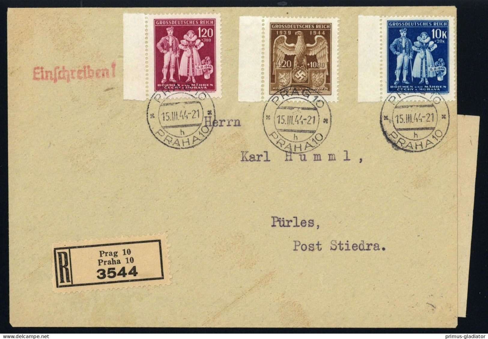 1944, Böhmen Und Mähren, 133-35, FDC - Sonstige & Ohne Zuordnung