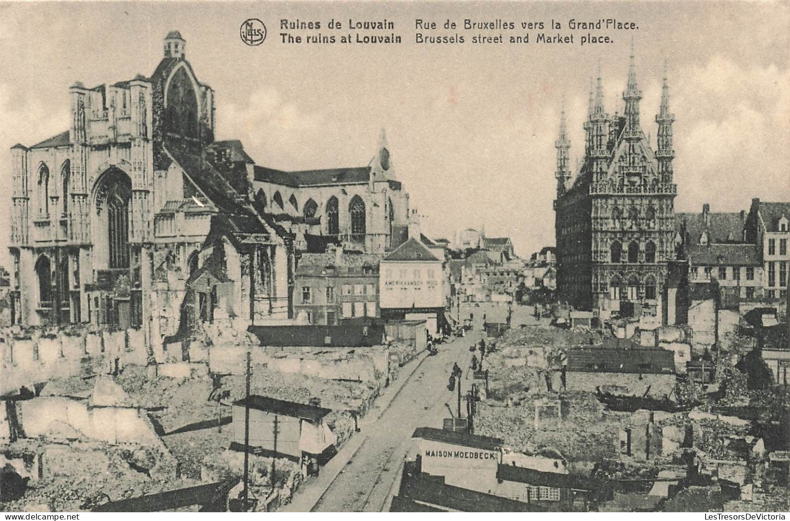 BELGIQUE - Louvain - Leuven - Ruines De Louvains - Rue De Bruxelles Vers La Grand'Place - Carte Postale Ancienne - Leuven