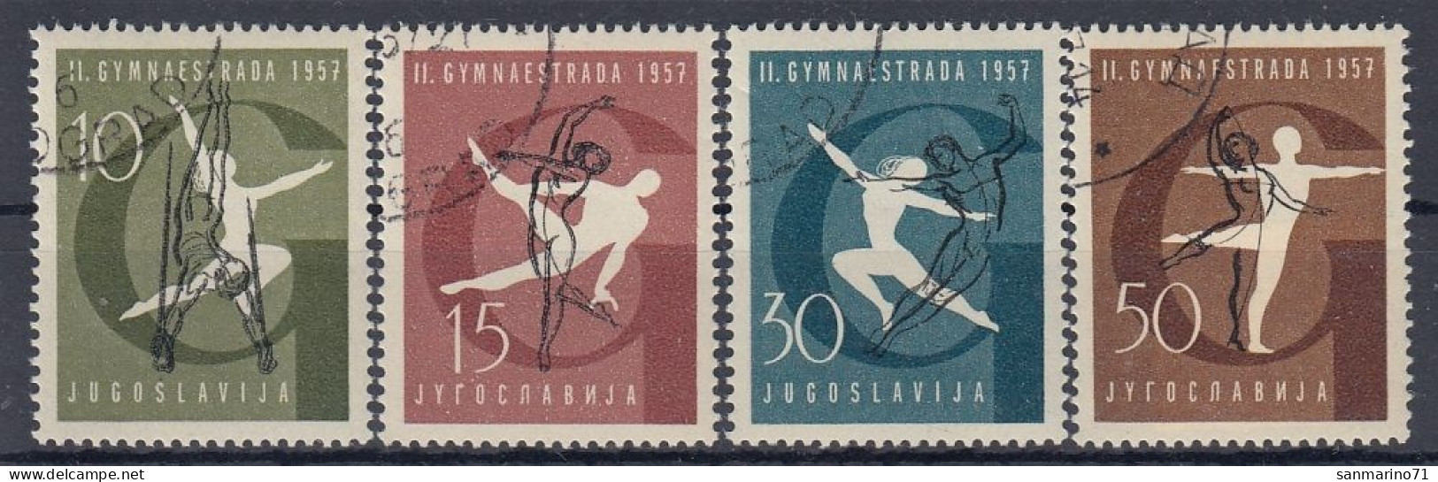 YUGOSLAVIA 823-826,used,falc Hinged - Gymnastics