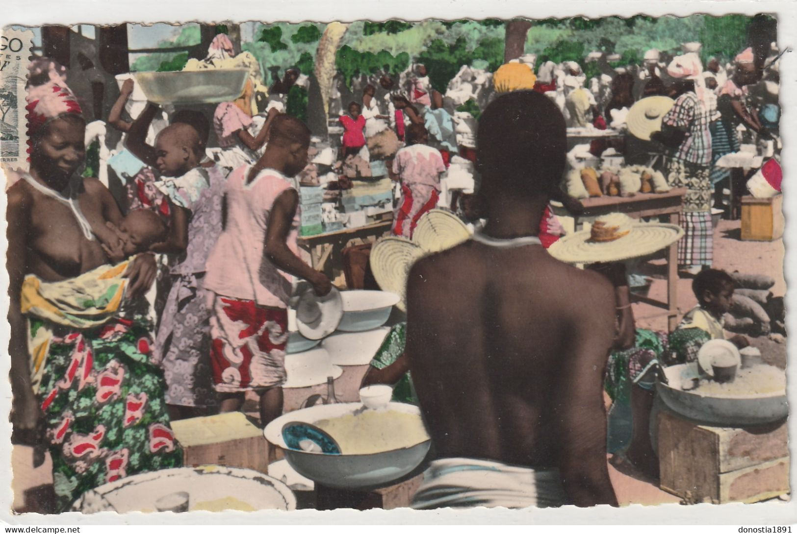 TOGO - ATAKPAME - Le Marché - 9x14 Dentelée, Glacée - Carte-photo G. MENANT - Bel Affranchissement 06 01 1953 - Togo