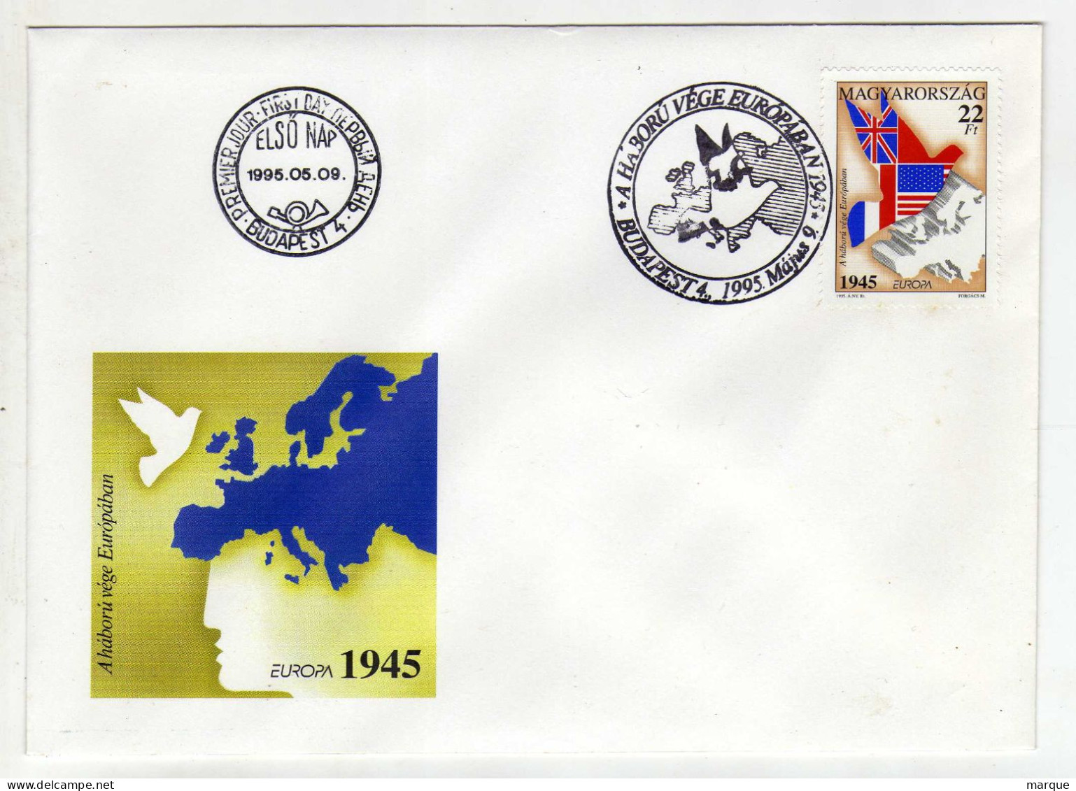 Enveloppe 1er Jour HONGRIE MAGYARORSZAG Oblitération BUDAPEST 4 09/05/1995 - FDC