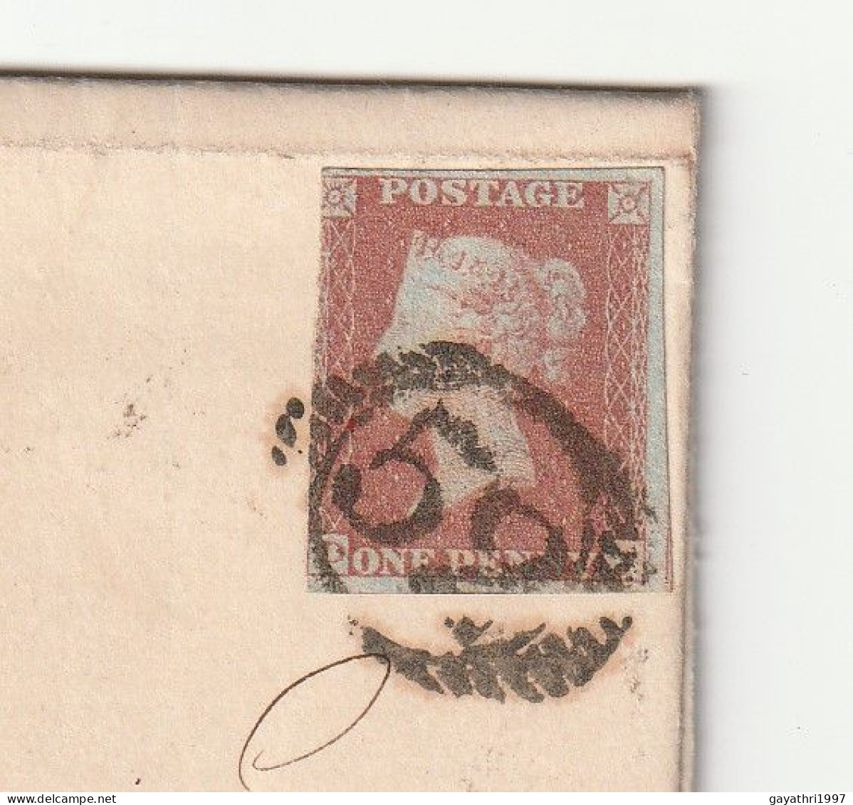 Great Britain 1850 1 Penny Red Color Stamp On Cover From( East India Letter Head ) Post Mark Mark 52 Good Condition (B14 - Covers & Documents