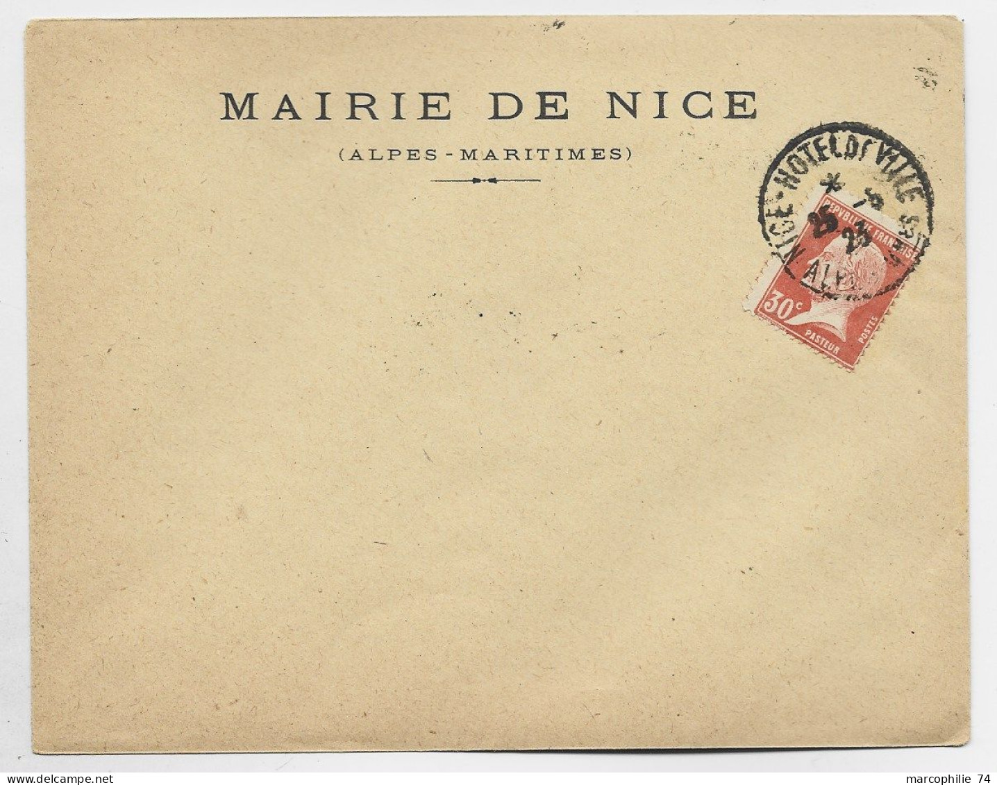 FRANCE PASTEUR 30C  ROUGE  N°173 LETTRE NICE 23.5.1923 1ER JOUR DU TIMBRE NON VOYAGEE - ....-1949