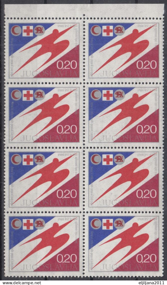 ⁕ Yugoslavia 1976 ⁕ Red Cross / Additional Stamp Mi.51 ⁕ MNH Block Of 8 - Bienfaisance