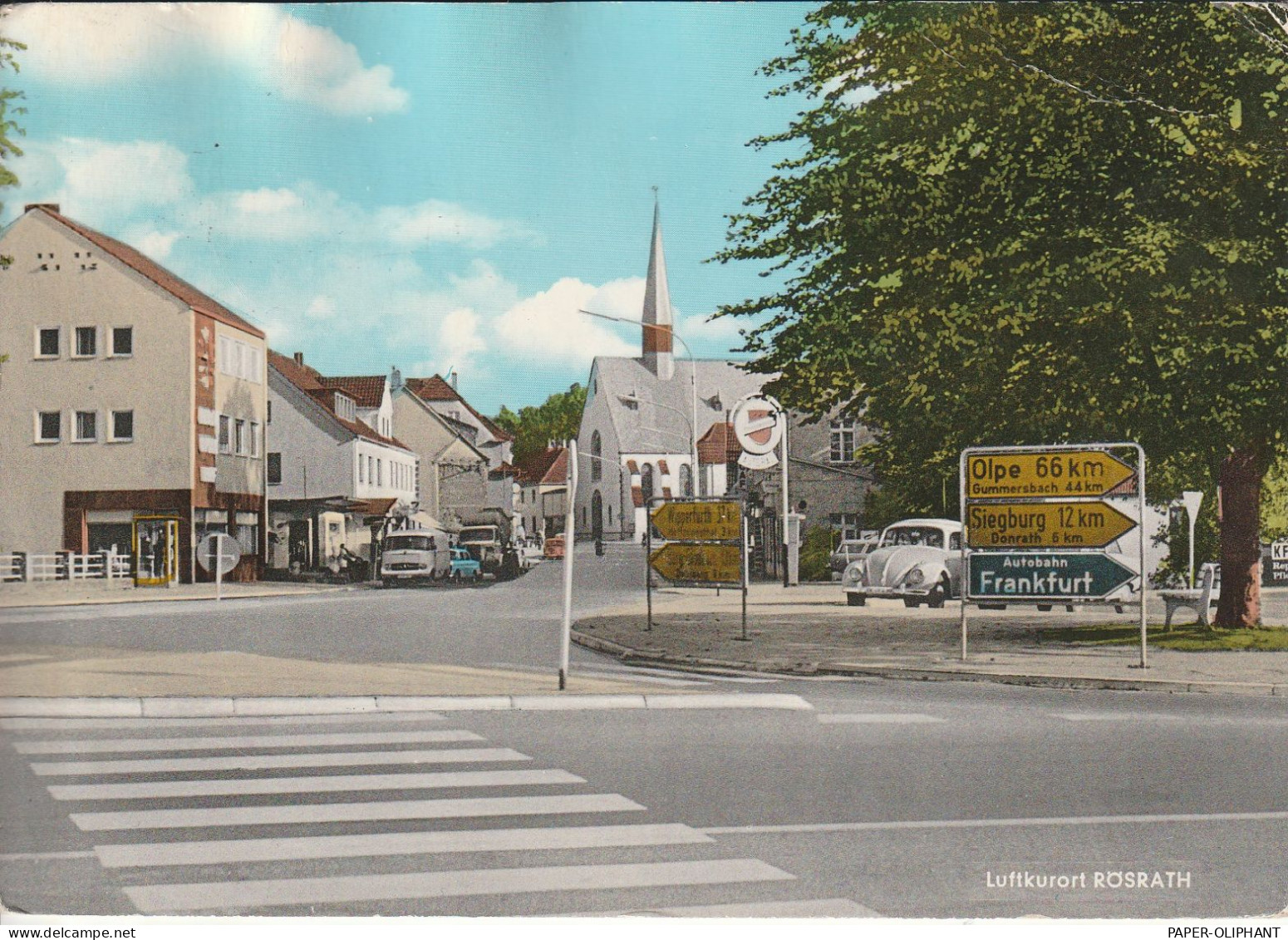 5064 RÖSRATH, Ortspartie, VW-Käfer, MERCEDES Transporter, Tankstelle, Druckstelle - Bergisch Gladbach