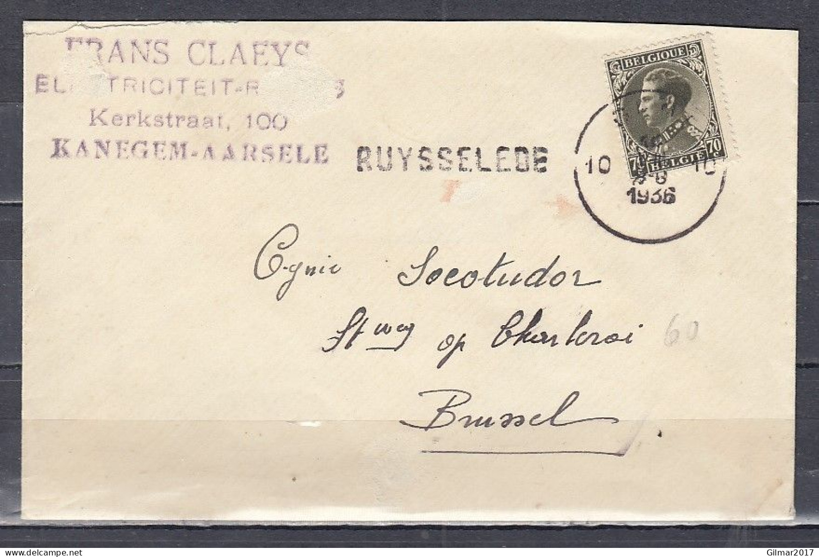 Brief Van Gent 10 Naar Brussel Met Langstempel RUYSSELEDE - Linear Postmarks