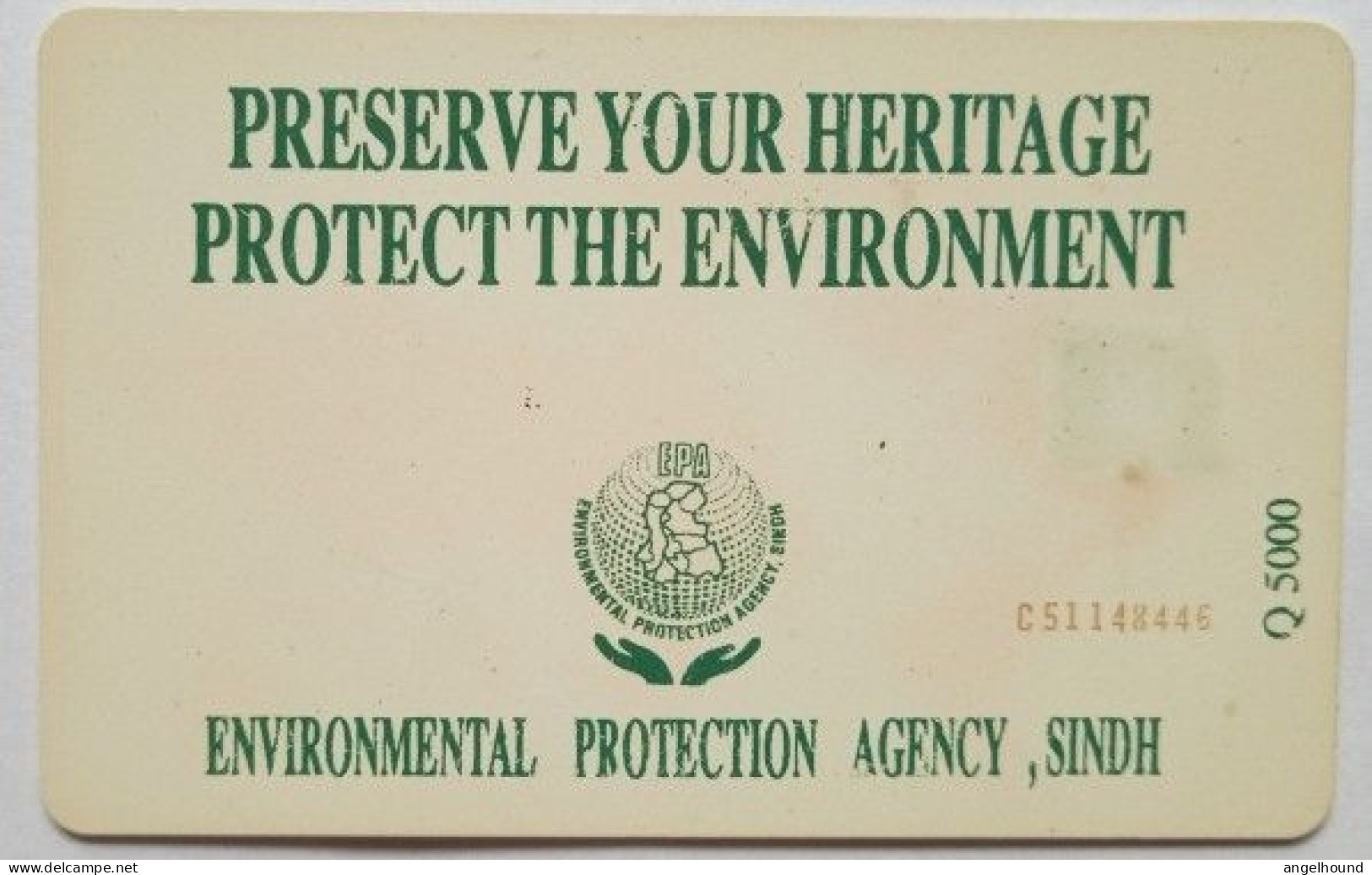 Pakistan 30 Units "  Preserve Your Heritage Protect The Environment  " Map Reverse - Pakistán