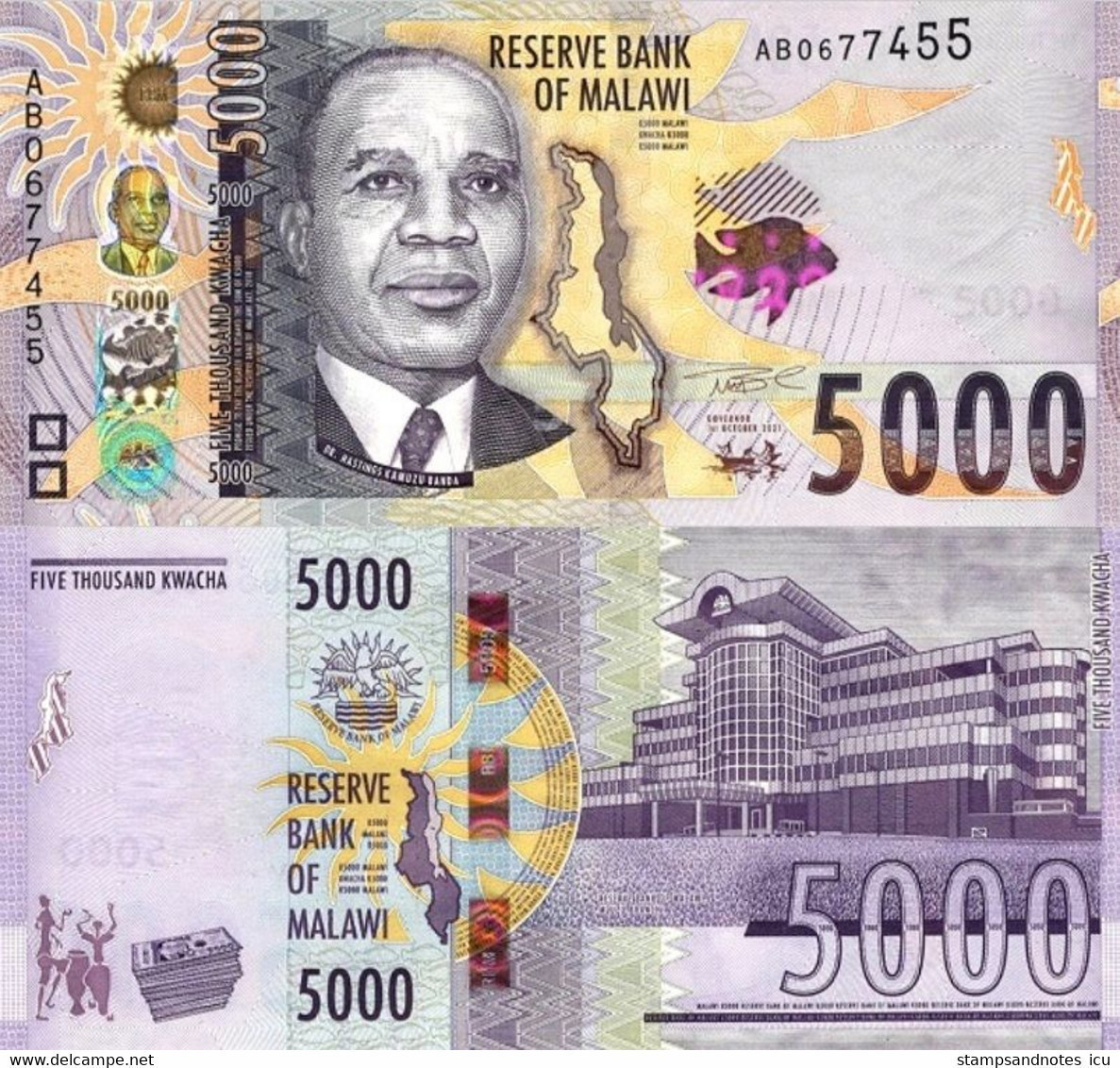 MALAWI 5000 Kwacha 2022 P W71 UNC - Malawi