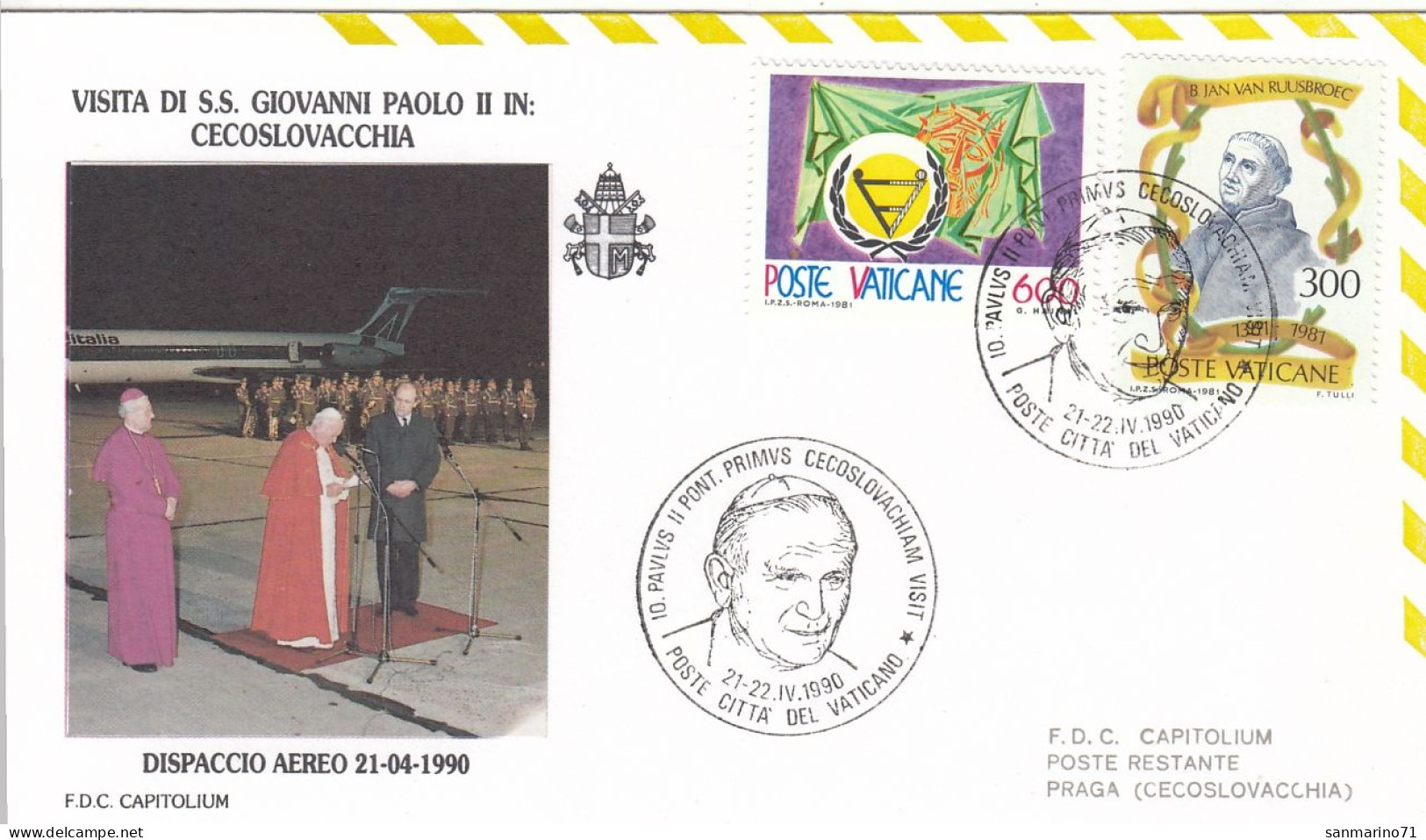 VATICAN Cover 9-13,popes Travel 1990,Czechoslovakia - Papi