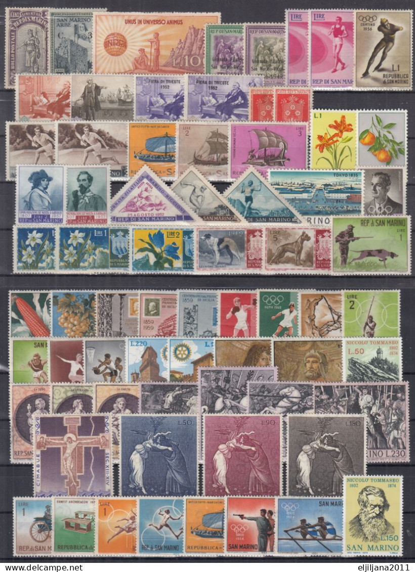 ⁕ San Marino 1918 - 1975 ⁕ Nice Collection / Lot Of 70 Unused Stamps ⁕ MNH & MH - Scan - Verzamelingen & Reeksen