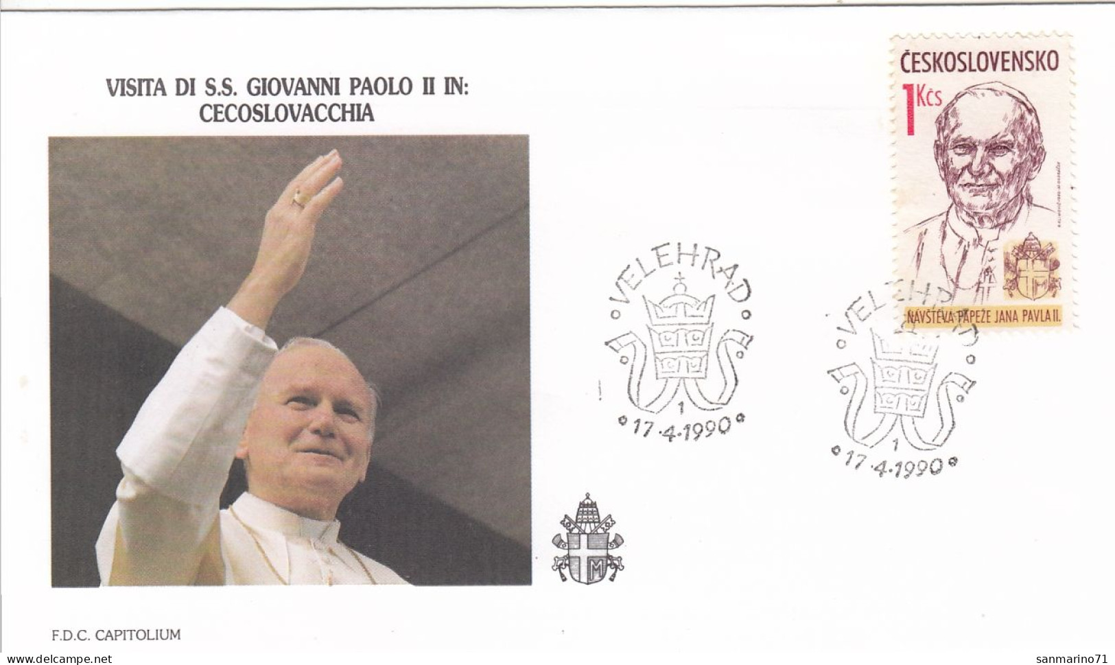 CZECHOSLOVAKIA Cover 9-15,popes Travel 1990 - Papi