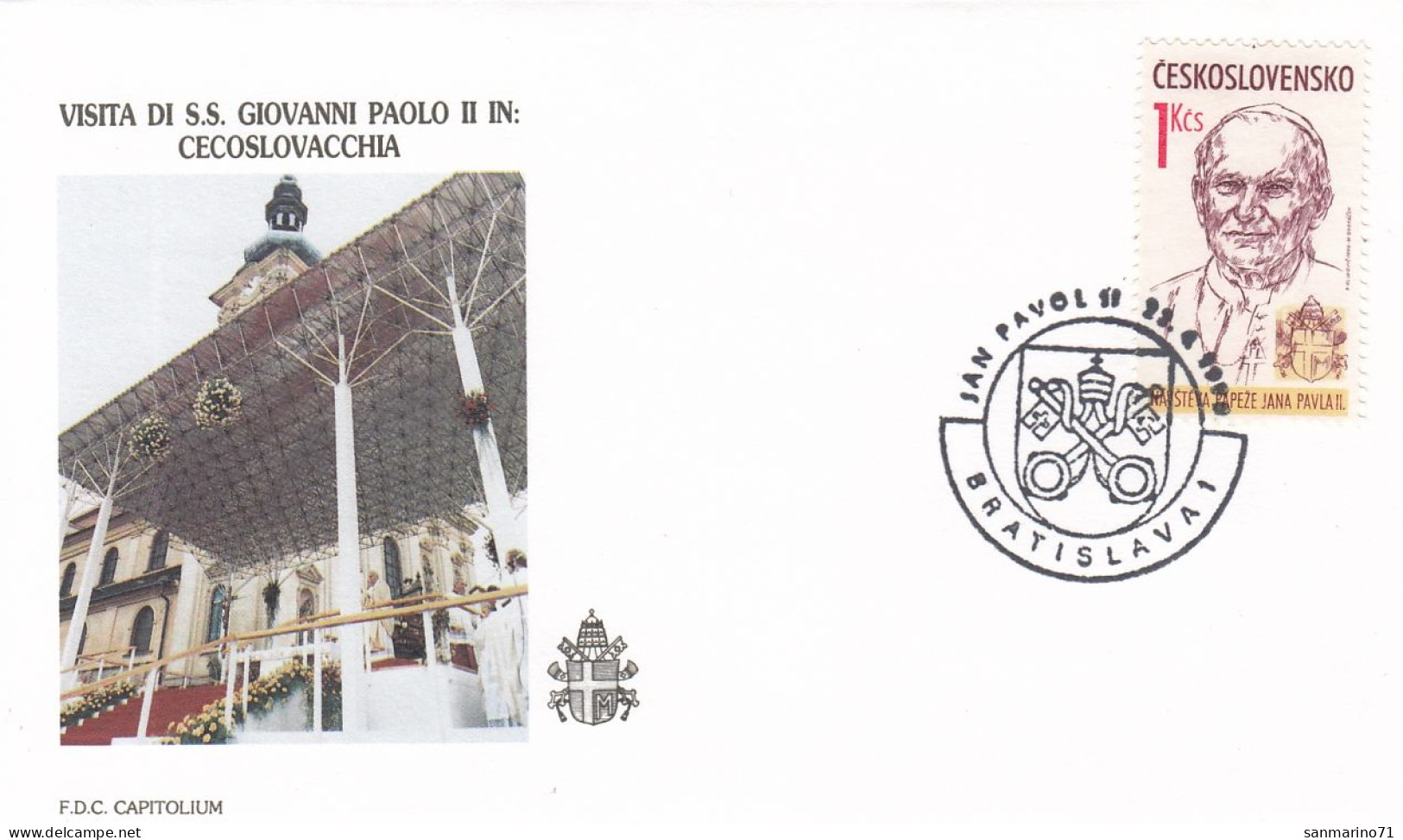 CZECHOSLOVAKIA Cover 9-16,popes Travel 1990 - Papi