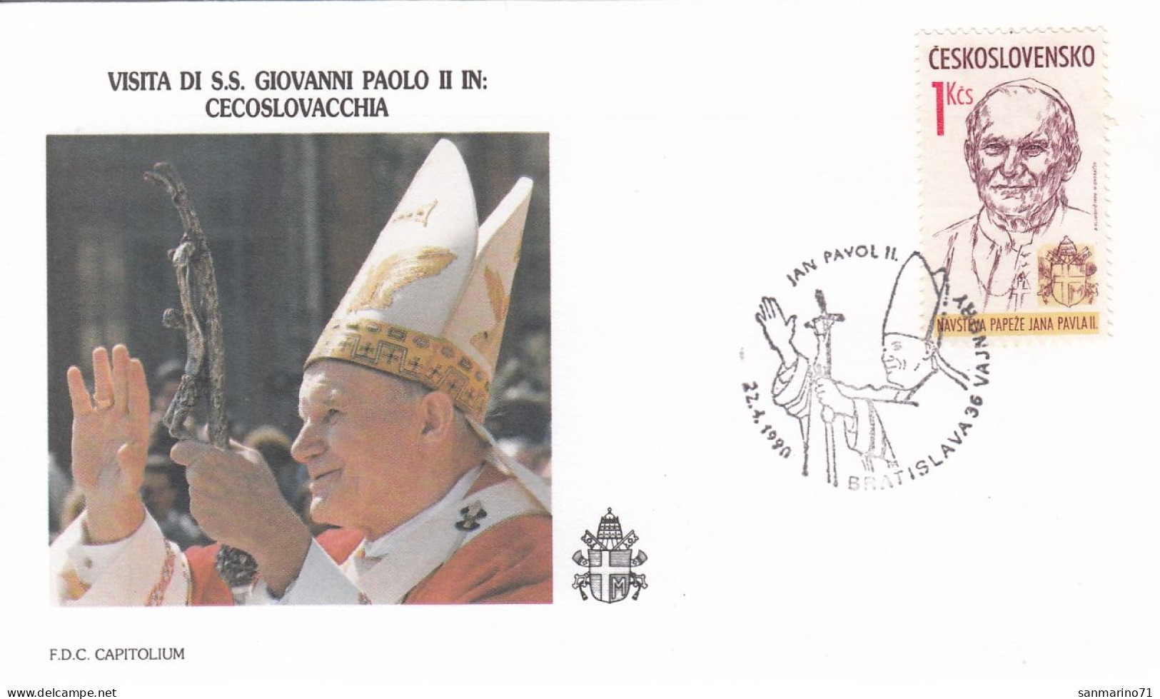 CZECHOSLOVAKIA Cover 9-17,popes Travel 1990 - Papi