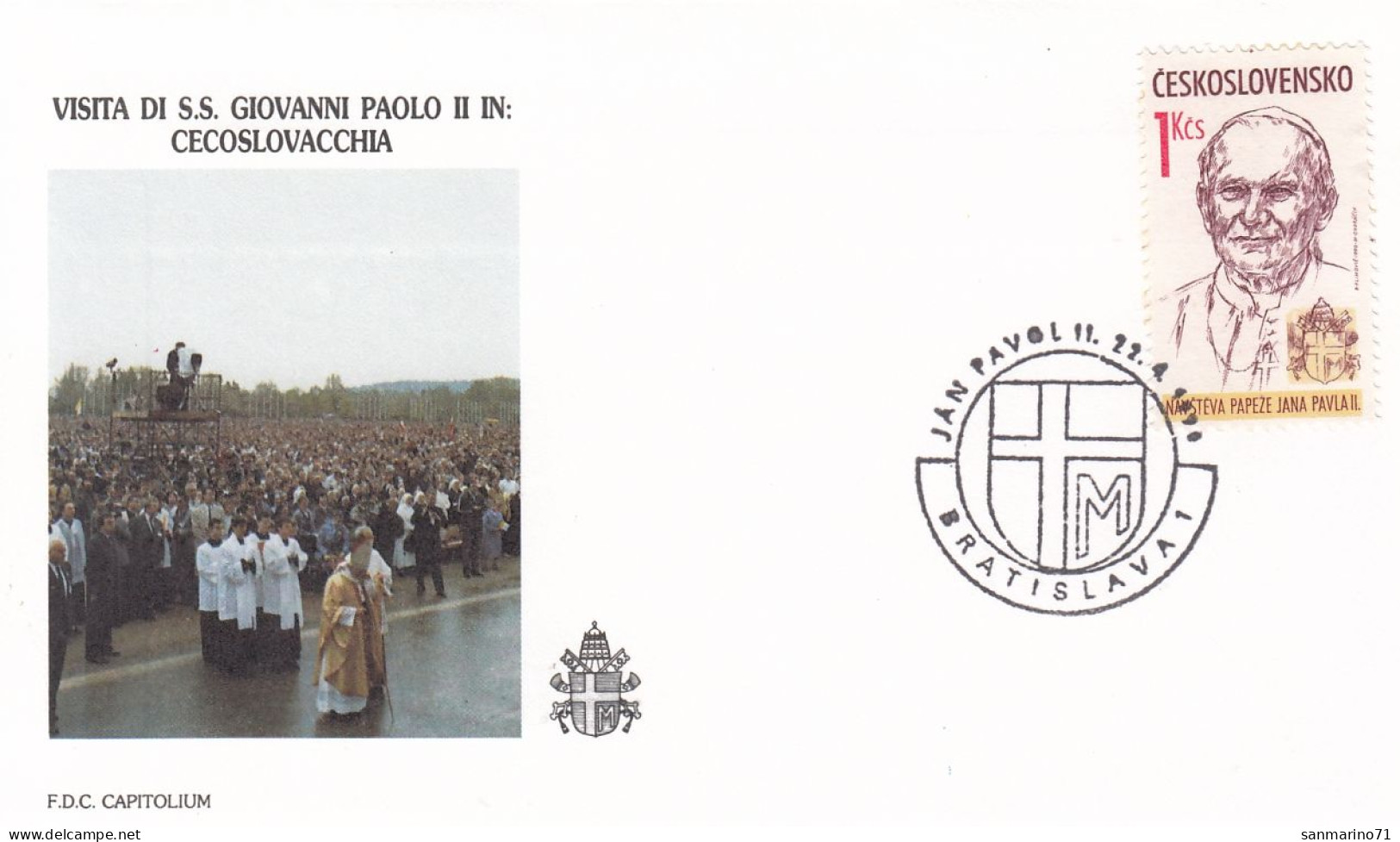 CZECHOSLOVAKIA Cover 9-18,popes Travel 1990 - Papi