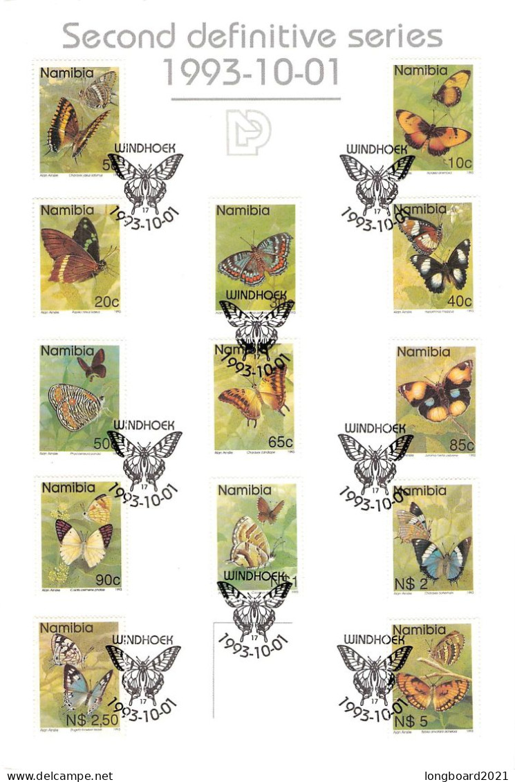 NAMIBIA - SECOND DEFINITIVE SERIES BUTTERFLIES 1993 / 5002 - Namibie (1990- ...)