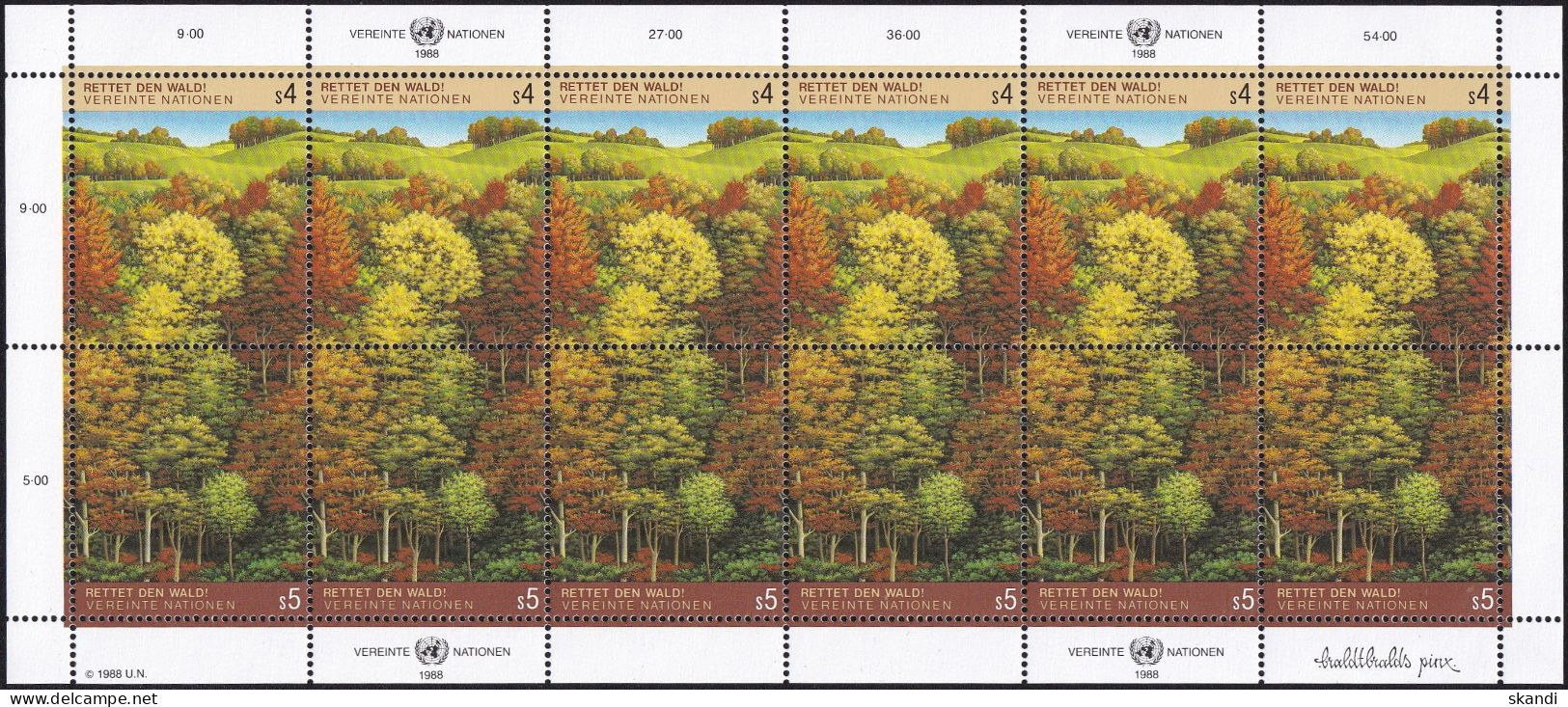 UNO WIEN 1988 Mi-Nr. 81/82 Kleinbogen ** MNH - Blocks & Kleinbögen