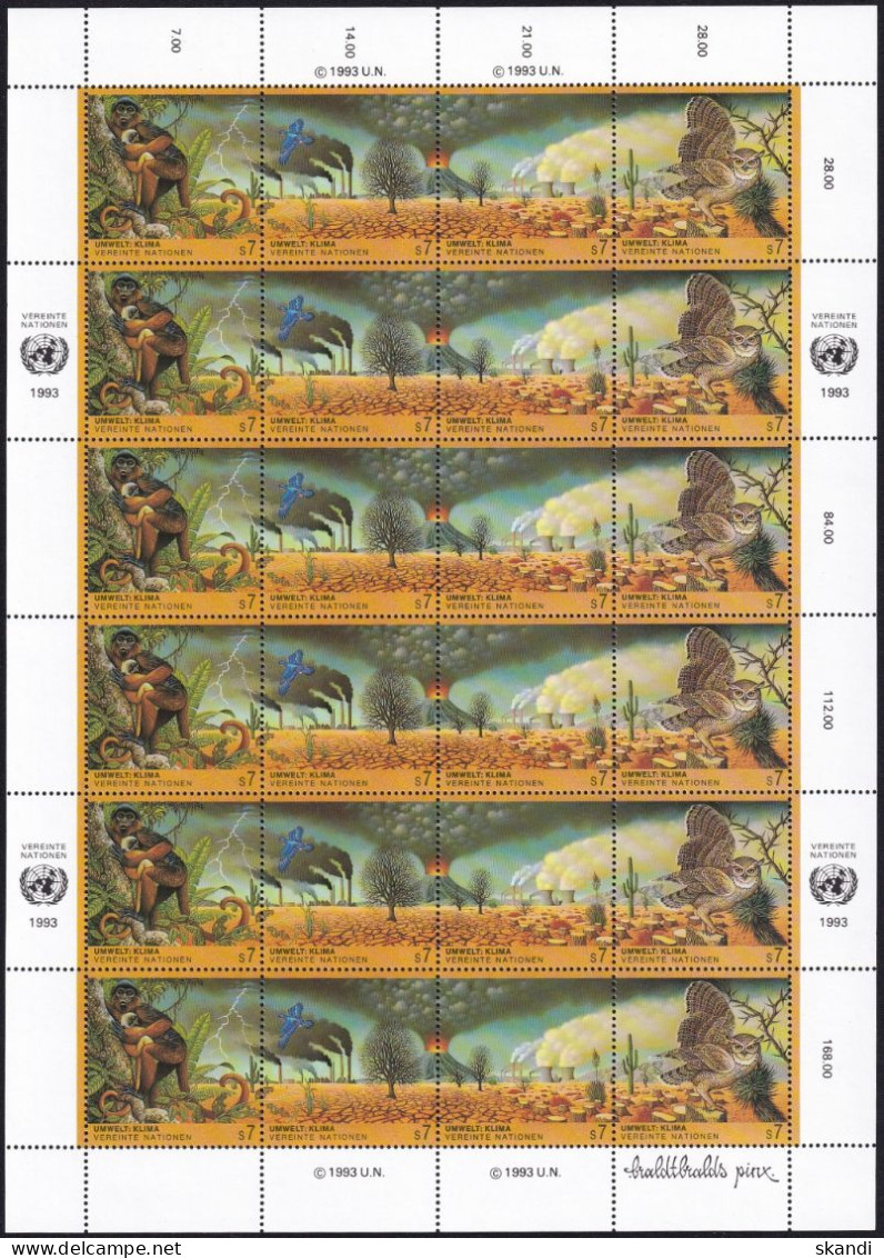 UNO WIEN 1993 Mi-Nr: 156/59 Kleinbogen ** MNH - Hojas Y Bloques