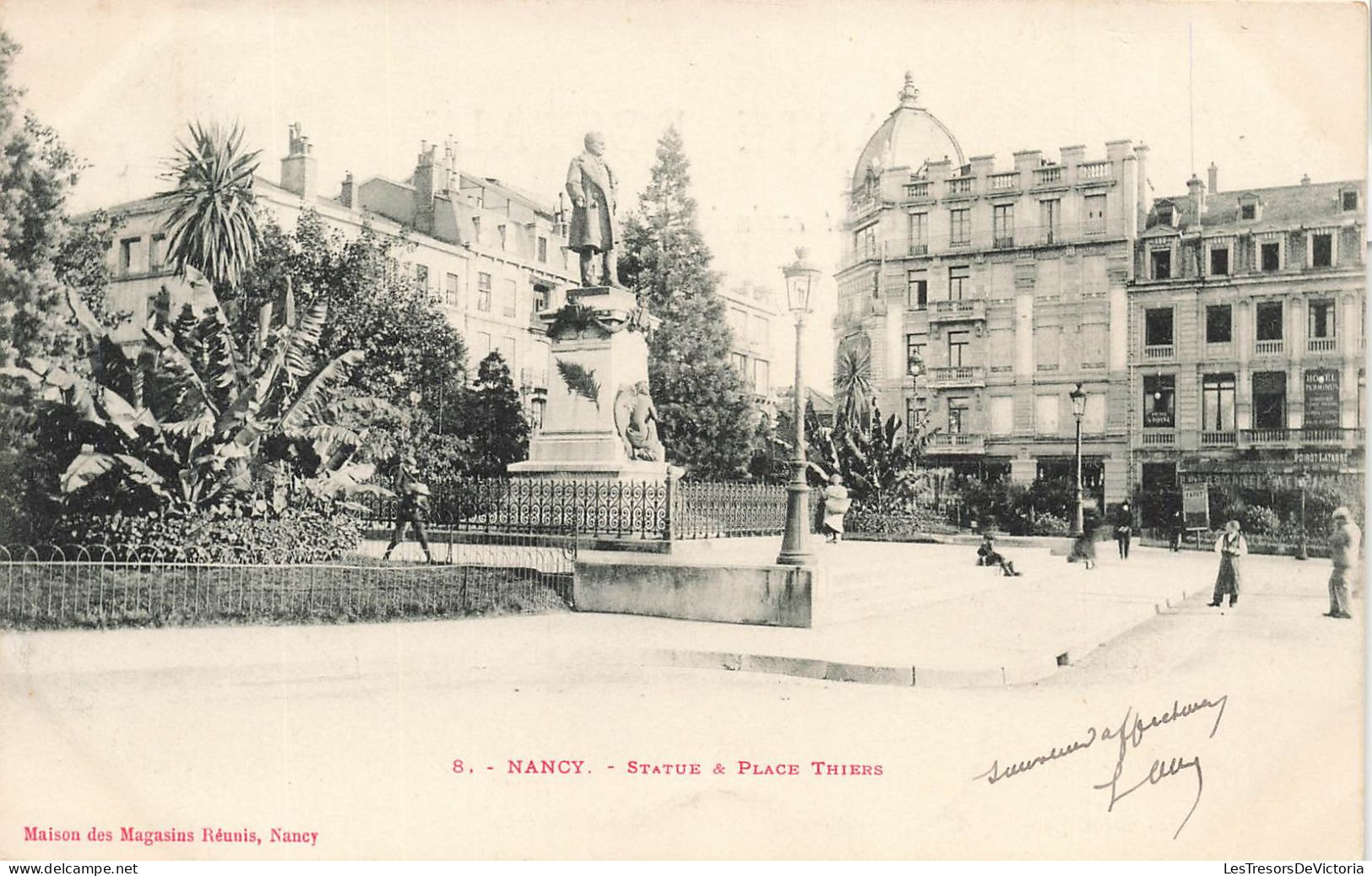 FRANCE - Nancy - Statue - Place Thiers - Vu Général Maison Des Magasins Réunis - Carte Postale Ancienne - Nancy