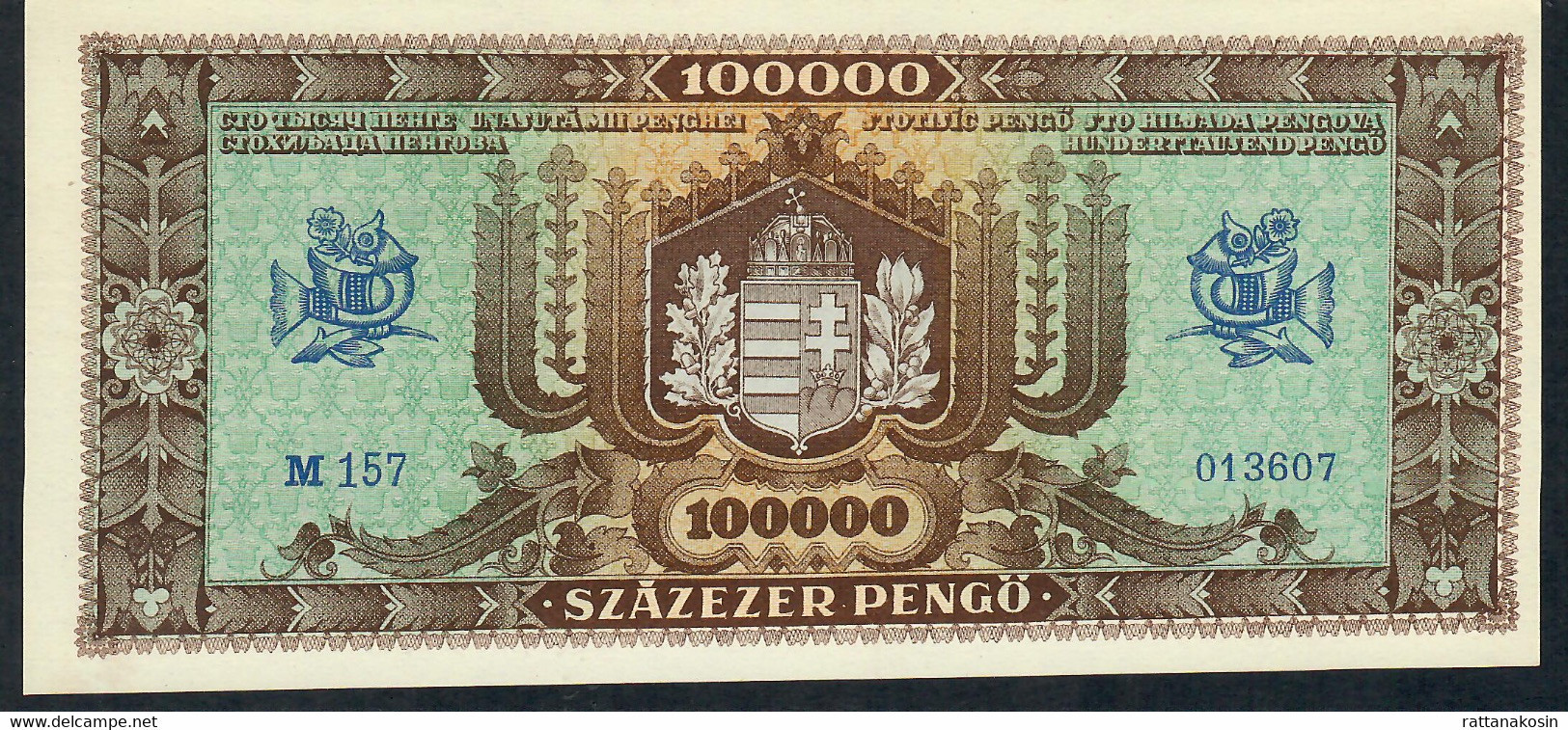 HUNGARY  P121  100.000  PENGO   1945   UNC. - Ungheria