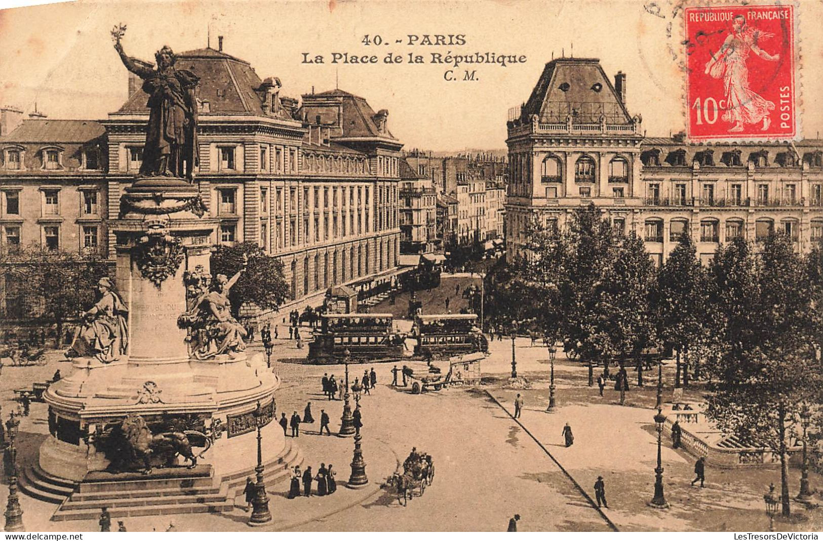 FRANCE - Paris - La Place De La République - Carte Postale Ancienne - Squares
