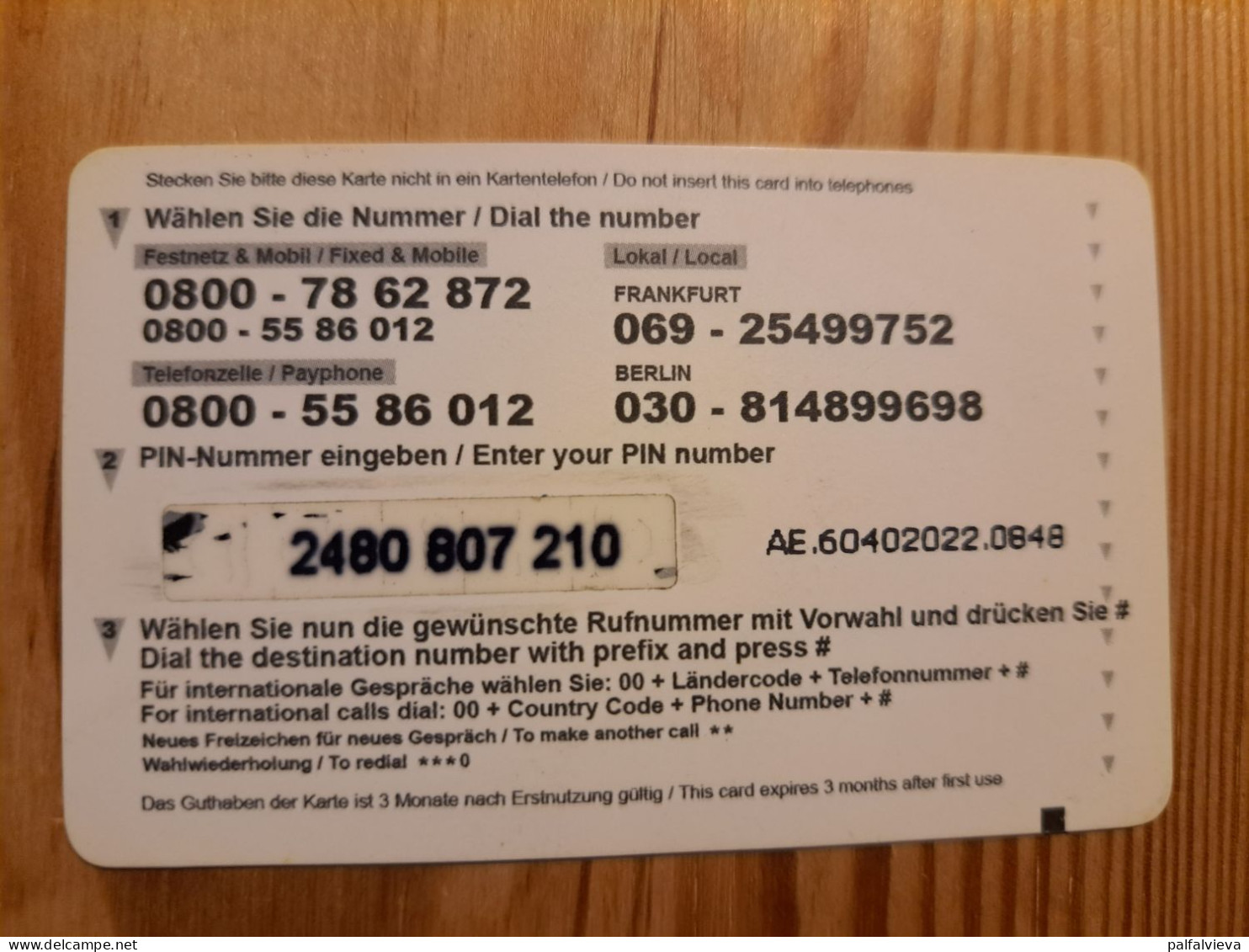 Prepaid Phonecard Germany, Life Of Africa - GSM, Cartes Prepayées & Recharges