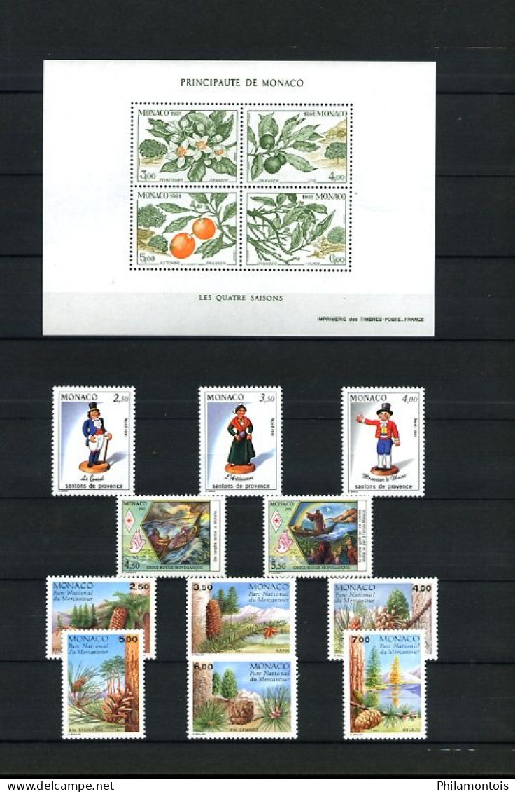 MONACO - Collection Complète 1991/1995 - N° 1753 / 2025 - Neufs N** - Très Beaux - Lots & Serien