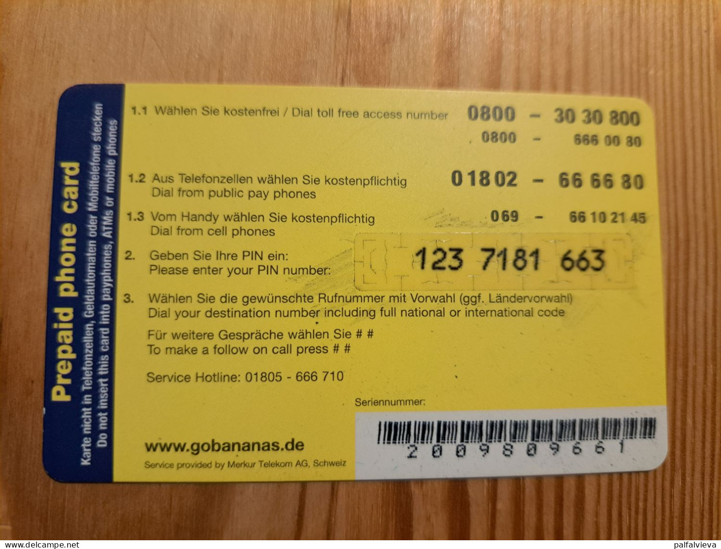 Prepaid Phonecard Germany, Go Bananas - [2] Mobile Phones, Refills And Prepaid Cards