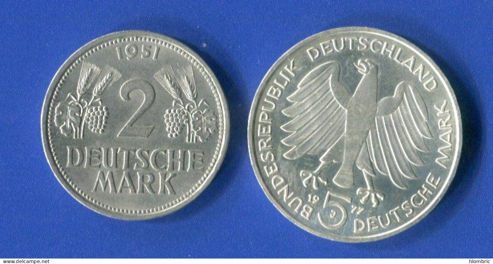 All 2 Pieces   2 Mark  1951 D + 5 Mark  1977s - Sonstige & Ohne Zuordnung