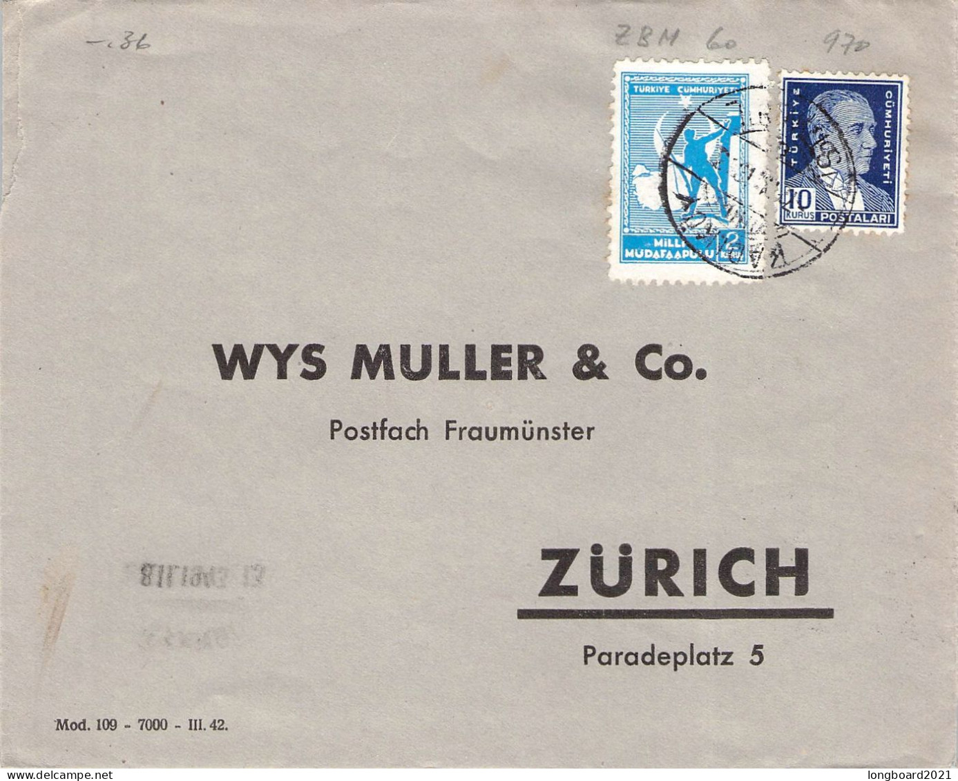 TURKEY - MAIL - ZÜRICH/CH / 5014 - Briefe U. Dokumente