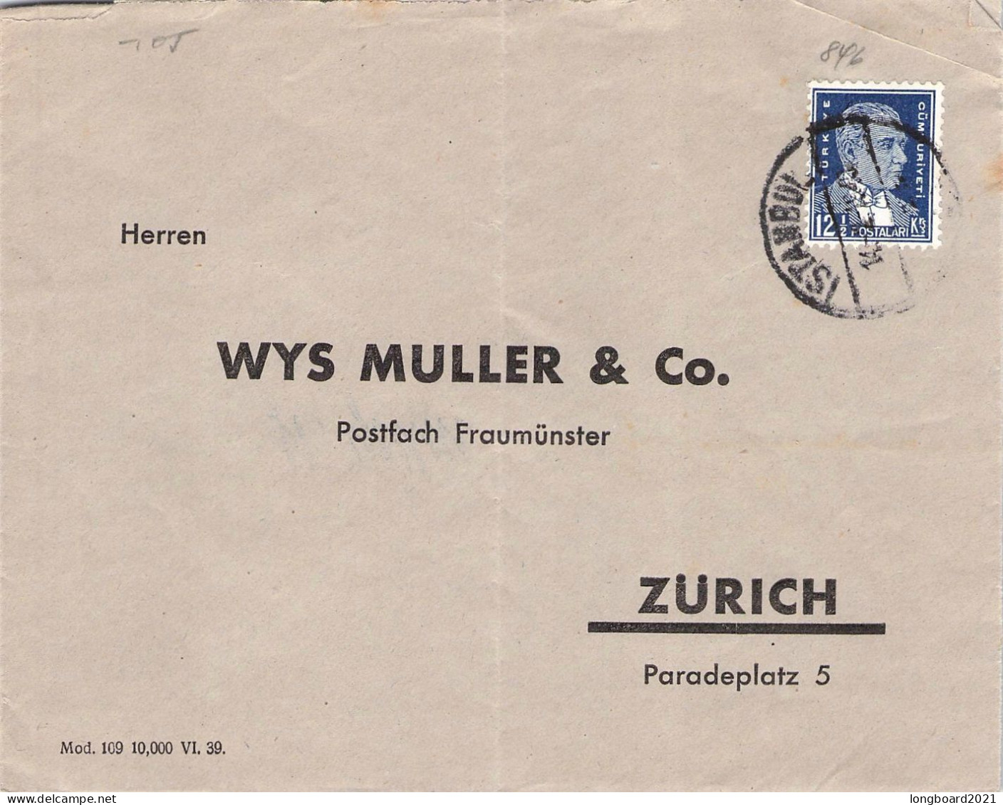 TURKEY - MAIL - ZÜRICH/CH / 5015 - Briefe U. Dokumente