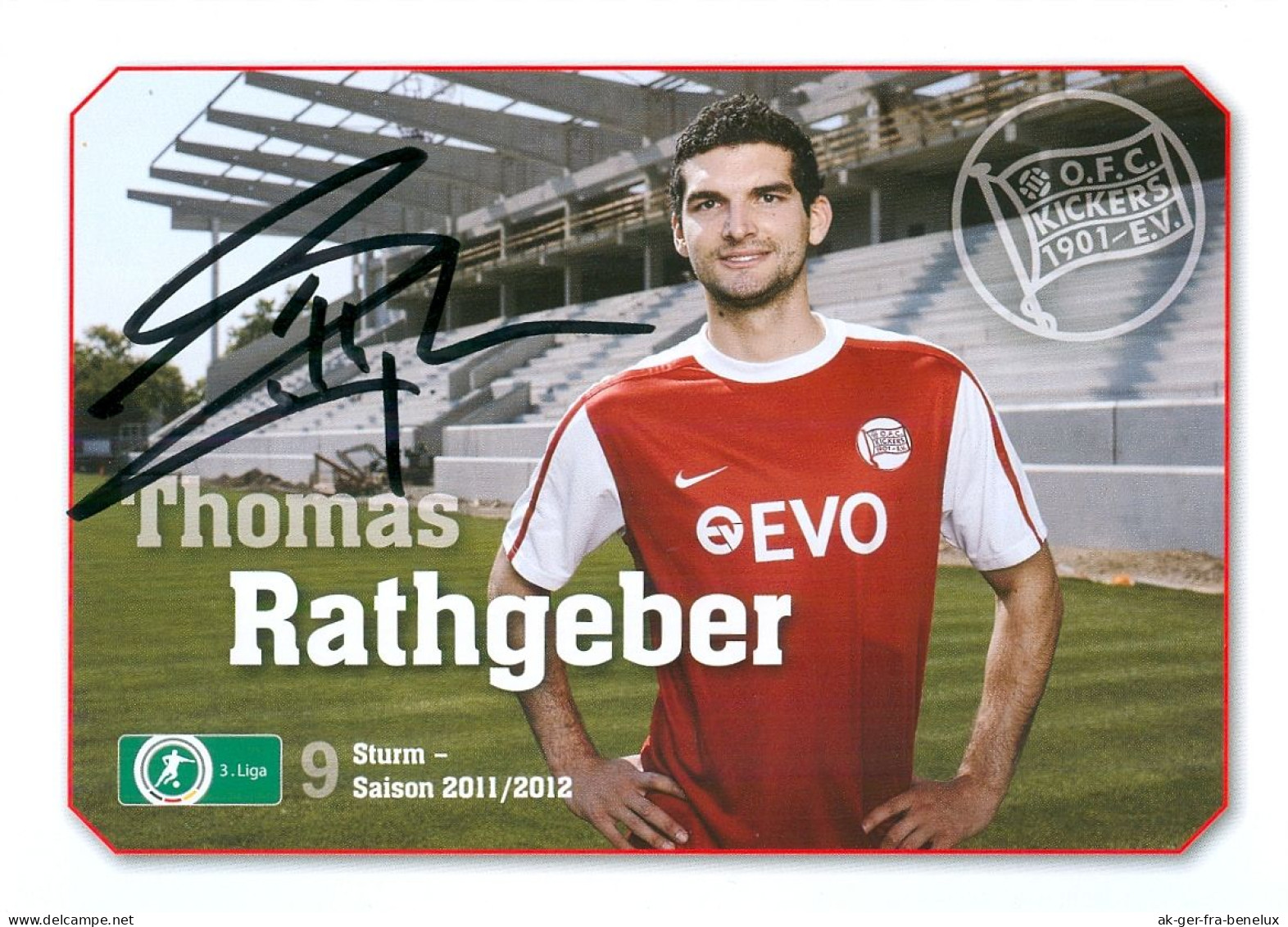 AK Thomas Rathgeber Offenbacher Kickers 11-12 OFC Heiligkreuz Kempten Im Allgäu 1. FC Saarbrücken Schalke 04 VfL Bochum - Autographes