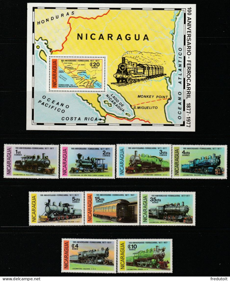 NICARAGUA - N°1098/103+PA N°907/9+BLOC N°139 ** (1978) Centenaire Des Chemins De Fer. - Nicaragua