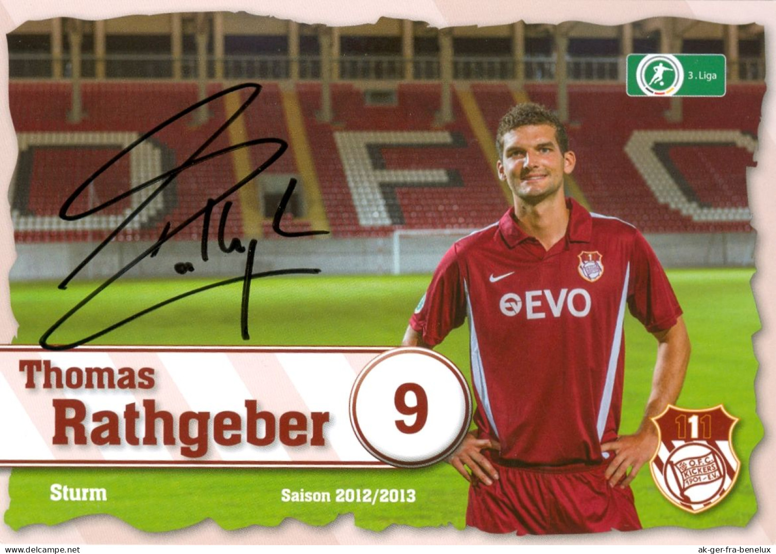 AK Thomas Rathgeber Offenbacher Kickers 12-13 OFC Heiligkreuz Kempten Im Allgäu 1. FC Saarbrücken Schalke 04 VfL Bochum - Authographs