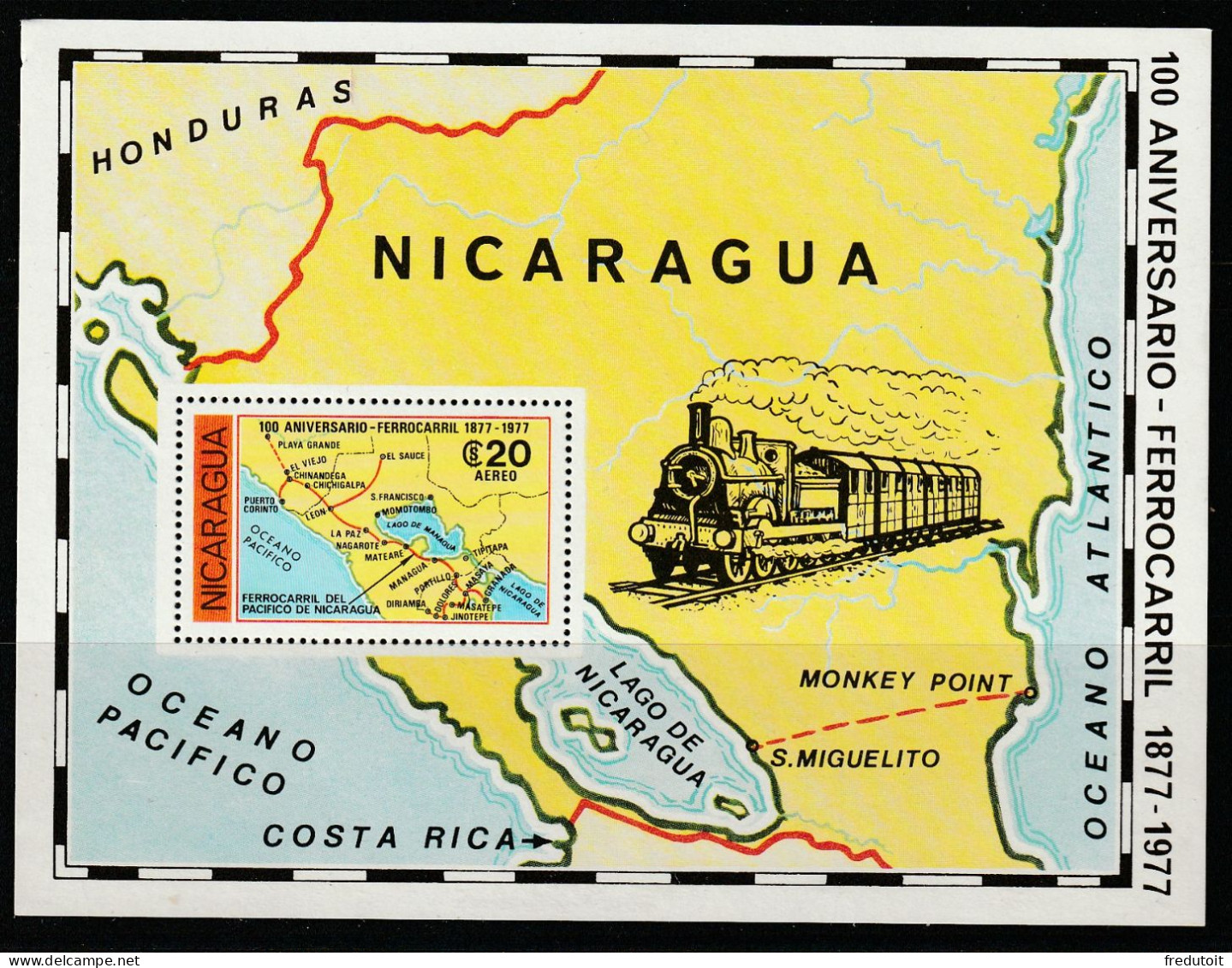 NICARAGUA - BLOC N°139 ** (1978) Centenaire Des Chemins De Fer. - Nicaragua