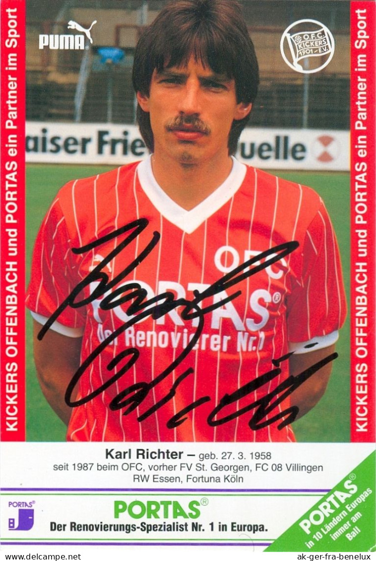 AK Karl Richter Offenbacher FC Kickers 87-88 Offenbach Am Main St. Georgen Im Schwarzwald Sankt RW Rot-Weiss Essen RWE - Authographs