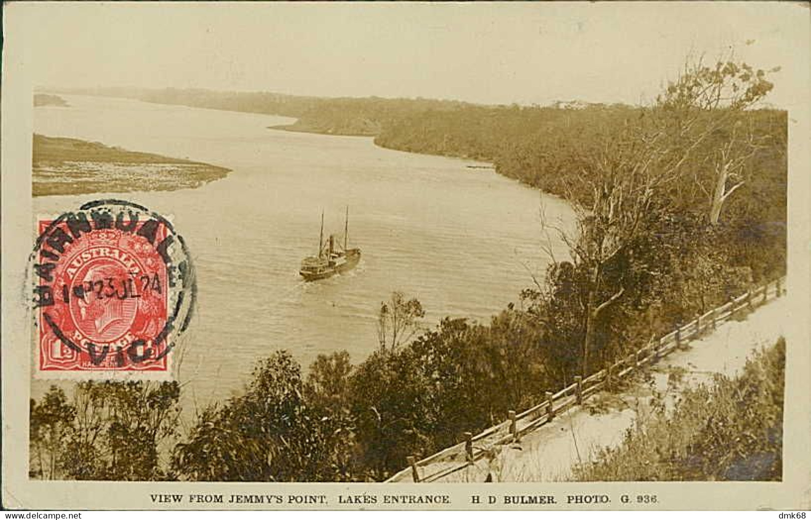 AUSTRALIA - VIEW FROM JEMMY'S POINT - LAKES ENTRANCE - H.D. BULMER PHOTO - MAILED 1924 (17448) - Otros & Sin Clasificación