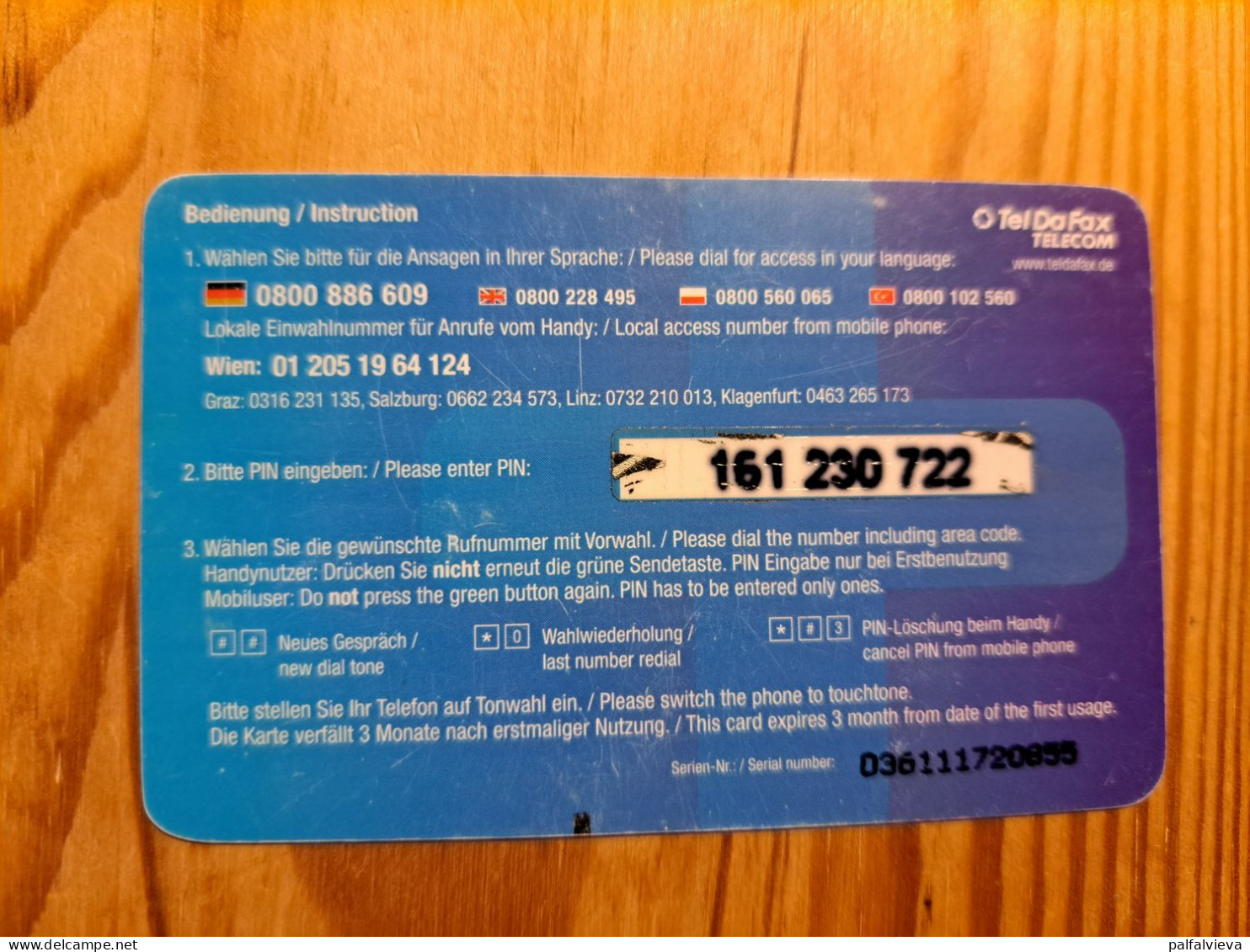 Prepaid Phonecard Germany, Tel Da Fax Telecom, Servus - Cellulari, Carte Prepagate E Ricariche