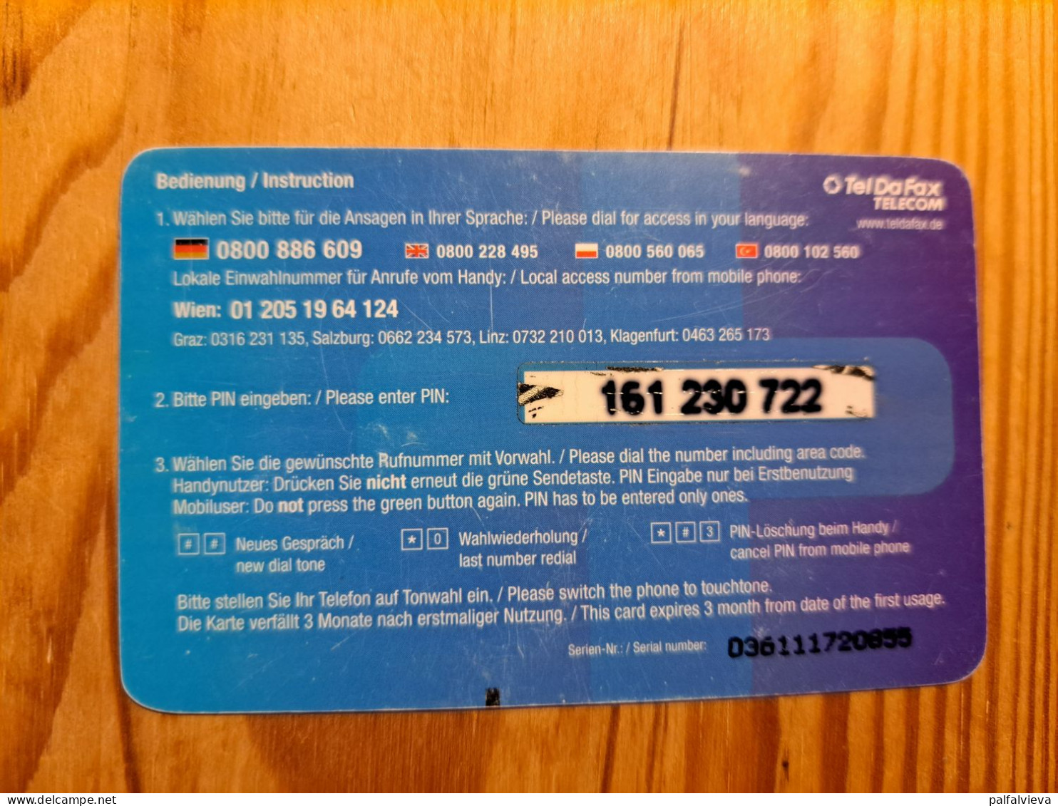 Prepaid Phonecard Germany, Tel Da Fax Telecom, Servus - [2] Prepaid