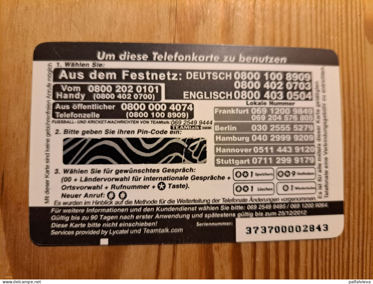 Prepaid Phonecard Germany, Gnanam Telecom, Garden - GSM, Cartes Prepayées & Recharges