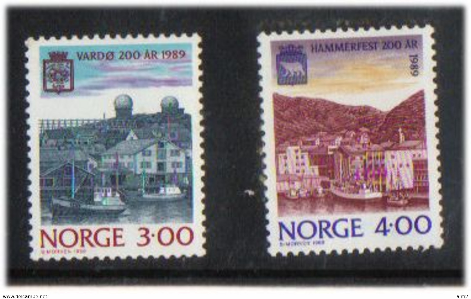 Norway 1989 Town Jubilees, Vardø And Hammerfest, Mi 1015-1016, MNH(**) - Nuevos