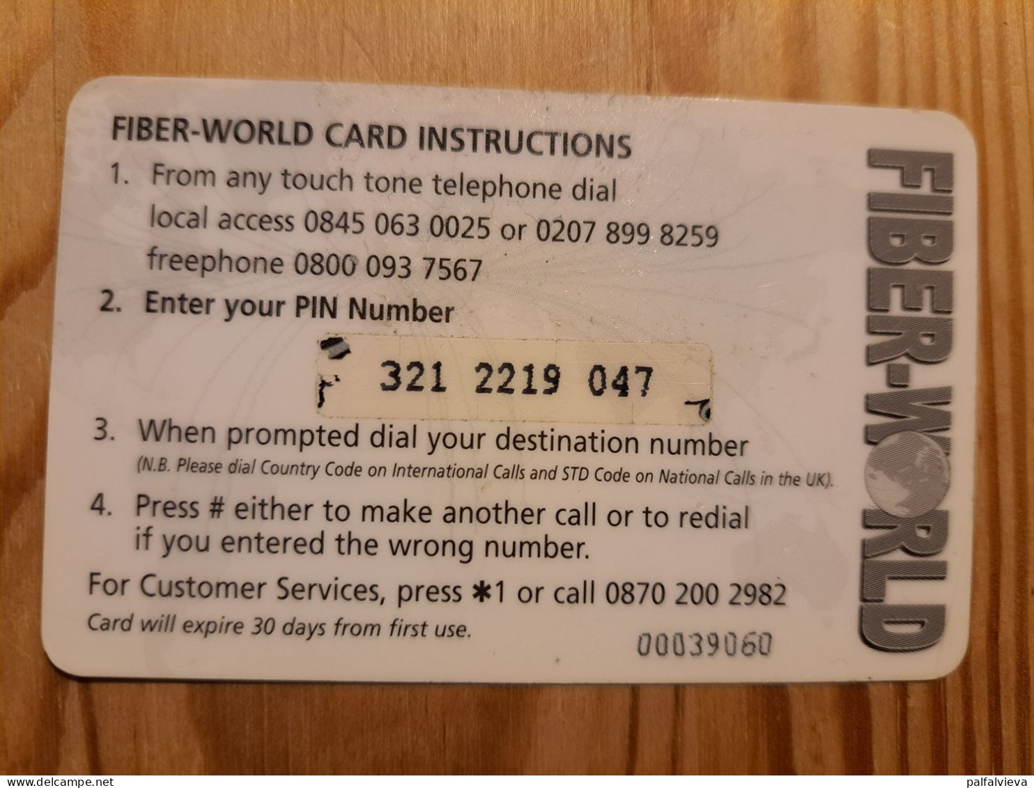 Prepaid Phonecard United Kingdom, Fiber-World - Map - Bedrijven Uitgaven