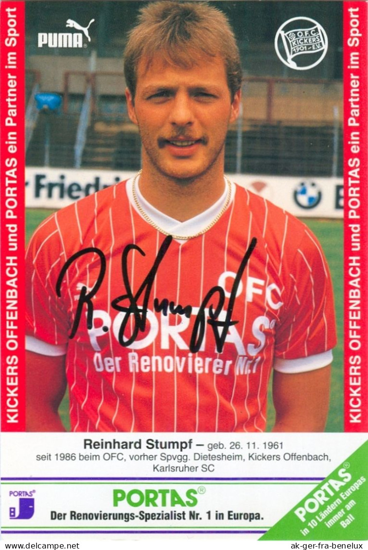 AK Reinhard Stumpf Offenbacher Kickers 87-88 Lieblos Gründau 1. FC Kaiserslautern SV Hannover 96 Galatasaray Istanbul - Autógrafos