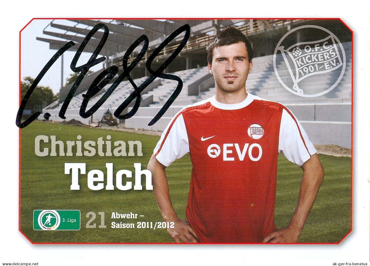 AK Christian Telch Offenbacher OFC Kickers 11-12 Mainz Armsheim RW Rot-Weiss Essen Eintracht Trier FC 08 Homburg-Saar - Autógrafos