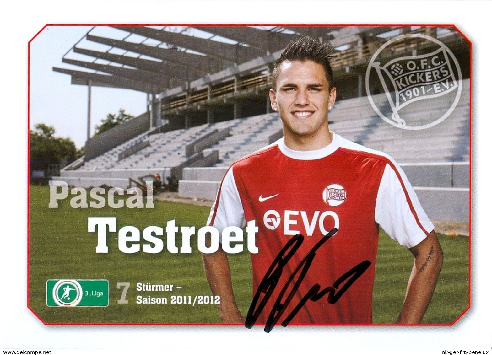 AK Pascal Testroet Offenbacher Kickers 11-12 Biemenhorst Bocholt Dynamo Dresden Arminia Bielefeld FC Ingolstadt 04 OFC - Authographs