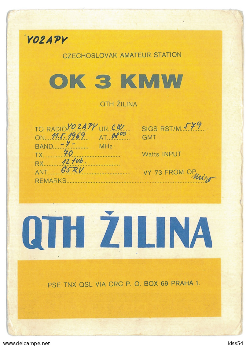 Q 23 - 355-a CZECHOSLOVAKIA - 1969 - Amateurfunk