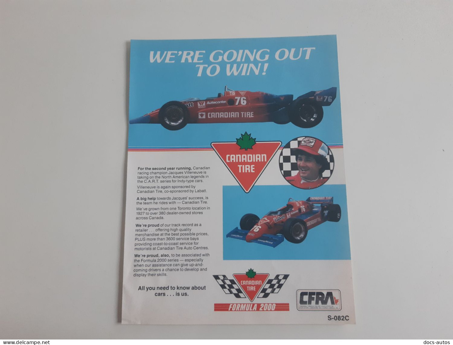 Canadian Tire Formula 2000 - Publicité De Presse - Autorennen - F1